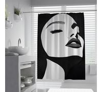 UIRINGART Luxury Elegant Shower Curtains W100xL200cm Black White Woman Face Eyebrow Lip Closed Eye Makeup Art Mildew Mould Resistant Polyester Bathroom Decor with Hooks