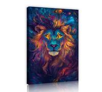 UIRINGART Majestic Lion Galaxy Canvas Wall Art Animal Prints Pictures Vibrant Safari Posters Painting Colorful Wildlife Artwork for Office Decor 80x125cm Innerframe