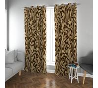 UIRINGART Mid Century Extra Wide Blackout Curtains Dark Abstract Plant Leaf Pattern Thermal Window Drapes for Dining Room Office 2 Panels B140xH160cm