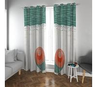 UIRINGART Modern Minimalist Style Blackout Curtains Abstract Ocean Waves and Beach Sunhat Pattern Insulated Window Drapes for Nursery 2 Panels B140xH240cm