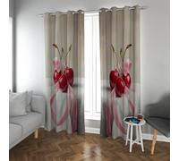 UIRINGART Modern Retro Aesthetic Design Blackout Curtains for Living Room Red Cherry Pattern with Grommet Top Eyelet Window Drapes 2 Panels B132xH138cm