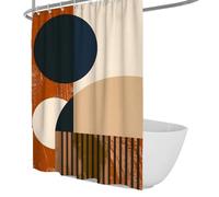 UIRINGART Modern Shower Curtains W150xL200cm Abstract Geometric Big Circle Stripe Semicircle Navy Terracotta Art Print Quick Drying Polyester Fabric Bathroom Wet Room Tub