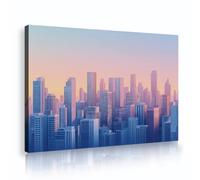 UIRINGART Modern Urban Skyline Canvas Wall Art Cityscape Pictures Artwork Prints Contemporary Poster Painting for Living Room Home Office Decor 50x80cm Innerframe