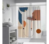 UIRINGART Modernist Bathroom Curtains W180xL200cm Abstract Geometric Arc and Vertical Line Pattern Quick Drying Polyester Fabric Home Hotel Shower Curtain