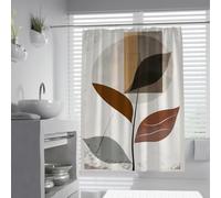 UIRINGART Modernist Shower Curtain W180xL200cm Abstract Geometric Plant Branch and Rectangle Layered Shield Mildew Mould Resistant Polyester Fabric Bathroom Curtains
