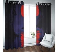 UIRINGART Red Moon Blackout Curtains for Study Room Abstract Sky and Forest Silhouette Pattern Noise Reduction Window Drapes for Bedroom 2 Panels B140xH160cm