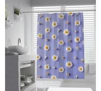 UIRINGART Romantic Lavender Shower Curtains W120xL180cm White Daisy Print Waterproof Mildew Resistant Washable Polyester Fabric Bathroom Shower Curtain Guest Bath