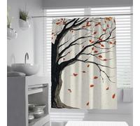 UIRINGART Rustic Shower Curtains W200xL220cm Autumn Tree Orange Fall Leaf Nature Landscape Scenery Quick Drying Anti-Mould Proof Resistant Shower Curtain Liner With Hooks