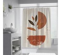 UIRINGART Scandinavian Bath Curtain W180xL200cm Abstract Geometric Potted Plant and Botanical Leaf Shape Mildew Mould Resistant Polyester Fabric Shower Curtains