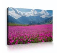 UIRINGART Spring Landscape Mural Canvas Wall Art Purple Flowers Posters Painting Nature Pictures Artwork Prints for Living Room Bedroom Home Decor 75x120cm Innerframe