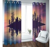 UIRINGART Sunrise View Blackout City Skyline and Its Reflection in the Water Pattern Insulated Window Drapes for Living Room Bedroom 2 Panels B168xH229cm