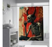 UIRINGART Surreal Extra Long Shower Curtains Liner W180xL180cm Dark Art Horror Skeleton Mildew Mould Resistant Waterproof Polyester Fabric Machine Washable with Hooks