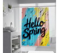 UIRINGART Vibrant Spring Shower Curtains W90xL180cm Hello Spring Quote Colorful Graffiti Style Art Print Modern Aesthetic Home Decor Waterproof Anti-Mould Washable