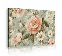 UIRINGART Vintage Floral Canvas Wall Art Peony and Daisy Pictures Artwork Prints Elegant Botanical Posters Painting for Living Room Bedroom Decor 30x45cm Innerframe