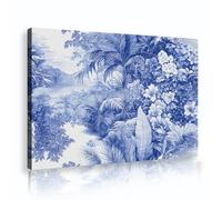 UIRINGART Vintage Style Blue Tropical Jungle Canvas Wall Art Nature Pictures Artwork Prints Leaf Floral Poster Painting for Laundry Room Decor 50x80cm Innerframe