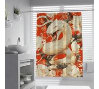 UIRINGART White Serpent Bathroom Screen W150xL200cm Waterproof Anti Mould Japanese Red Floral Python Art Fabric Shower Curtain Rustproof Grommets Tub Liners