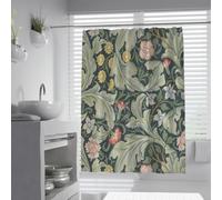UIRINGART William Morris Floral Shower Curtains W200xL240cm Vintage Victorian Acanthus Leaf Peony Tulip Pattern Waterproof for Home Apartment Bathroom Decor with Hooks