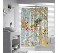 UIRINGART William Morris Strawberry Thief Shower Curtains W200xL240cm Aesthetic Line Drawing Bird Berry Branch Leaf Pattern Easy To Care for Bathroom Bathtub Curtain
