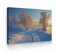 UIRINGART Winter Wonderland Snowy Path at Sunrise Canvas Wall Art Print Forest Landscape Nature Poster Painting Mural Artwork for Home Office Decor 45x70cm