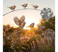 UIRPK Robin Garden Stake,Rustic Robin Bird Yard Art Decorations with Dandelion Accent, Metal Robins Bird Garden Sculpture (A*2)