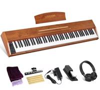 UISCOM 88 Key Digital Piano Keyboard for Beginners,Full Size Electric Piano Semi-Weighted Keyboard with Sheet Music Stand,Pedal,Headphone,Power Adapter,USB-MIDI Compatibility,Wood Grain Brown