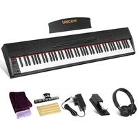 UISCOM 88 Keys Digital Piano Keyboard for Beginners, Semi-Weighted Full Size Electric Piano Keyboard with Sheet Music Stand, Pedal, Headphones, Power Adapter,