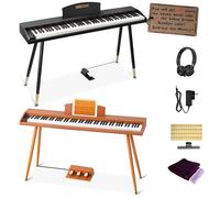 UISCOM - 88 Keys Semi-Weighted Digital Piano Keyboard for Beginners, Full Size Electric Piano with Stand, Triple Pedal, Adapter, Sheet Music Stand, Headphones,