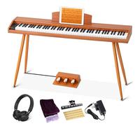 UISCOM - 88 Keys Semi-Weighted Digital Piano Keyboard for Beginners, Full Size Electric Piano with Stand, Triple Pedal, Adapter, Sheet Music Stand, Headphones,