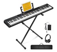 UISCOM - 88 keys semi-weighted electronic keyboard piano, full-size portable digital piano keyboard with stand, hold pedal, power supply, MIDI/USB/MP3 function for