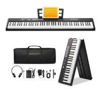 UISCOM Keyboard Piano 88 Key Semi Weighted Portable Digital Piano for Beginner,Full Size Folding Electric Keyboard with Sustain Pedal,Carrying Case,MIDI,Suitable for Home/Stage(Black)
