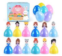 Uiseba 12 PCS Easter Eggs Filled with Princess for Kids Girls, Easter Eggs with Toys Inside, Easter Basket Stuffer, Easter Eggs Hunt Gifts, Classroom Prize and Party Favors