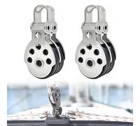 UISKEDS Marine Double Pulley Block - Stainless Steel Bearing Block for Boats, Sailboats, Kayaks, and Rope Pulling, Max Load 661 lbs (2)
