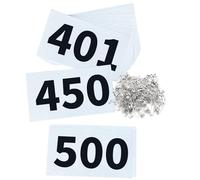 UISKOOPW Tyvek Race Bibs Running Numbers with Safety Pins, Audition Numbers|Tryout Numbers 1-500 for Marathon Runners Events Sports Games (White [4"x7"] 401-500)