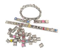 [Uitndvyte] 100pcs Italian Charm Module Set Interchangeable Stainless Steel Modular Link Jewelry Making Components