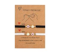 [Uitndvyte] 2 Pcs Couple Card Bracelets Love Lucky Beads Bangle Friendship Sisters Women Men Luck Wish Jewelry Gift Card Set Adjustable Hand Rope