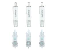 Uitndvyte 6Pcs Correction Tape Set in Multiple Colors with Double Gear Structure for Seamless Coverage on Various Paper Types White Out Tape Pen