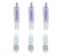 Uitndvyte 6Pcs Correction Tape Set in Multiple Colors with Double Gear Structure for Seamless Coverage on Various Paper Types White Out Tape Pen