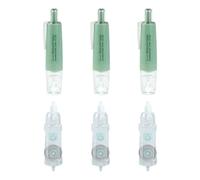 Uitndvyte 6Pcs Correction Tape Set in Multiple Colors with Double Gear Structure for Seamless Coverage on Various Paper Types White Out Tape Pen