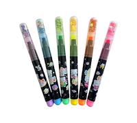 Uitndvyte 6Pcs Star Seal Highlighters Double Ended Indicators for Study Record Artistic Journals and Creative School Addons Field Glasses Fluorescent Marker Pencils