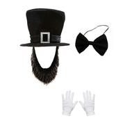 Uitndvyte Abrahams Lincolns Costume Accessories Beard Mustache Top Hat Necktie Presidents Day Costume Halloween Cosplay Costumes Presidents Day Outfits