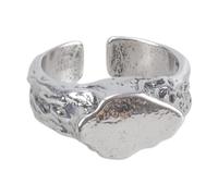 [Uitndvyte] Adventure Theme Stone Jewelry Rock Pattern Ring Handmade Metal Band Tribal Nomadic Style Stone Accessories Vintage Nomad Jewelry