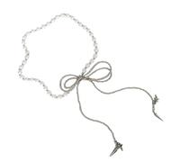 [Uitndvyte] Beautiful Beaded Necklace, Bowknot Earrings, Simulated Pearl Choker Charm Necklace, Suitable for Various Outfits