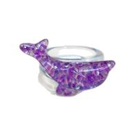 [Uitndvyte] Elegant Dolphin Resin Ring with Accents, Lightweight Jewelry, Everyday Wear and Gift, Comfort Fit Design, Trendy Dolphin Theme