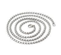 [Uitndvyte] Fashion Chain Necklace for Men Square Pearl Accent Hip Hop Jewelry Solid Lightweight Stainless Steel Accessories Fashionable Steel Square Pearl Design, フリーサイズ