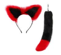 [Uitndvyte] Fox Tail Pendant Keychain Decorative Ears Hairband Portable Car Bag Backpack Charm for Decoration