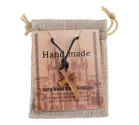 [Uitndvyte] Handmade Necklace Wooden Cross Collared Bone Chain Hand Held Crucifix Prime Religious Jewelry Meaningful Gift Faith Gemstone