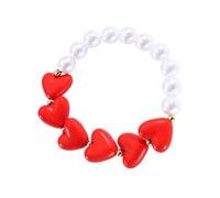 [Uitndvyte] Heart Design Resin Bead Necklace Featuring Imitation Pearls Suitable for Women's Daily Outfit