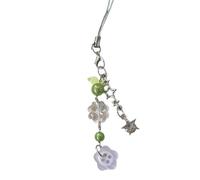 [Uitndvyte] Pearl Beads Keychain Phone Chain with Four Grass Charm User Friendly Fashionable Jewelry Present Lucky Four Grass Keychain, white, One size