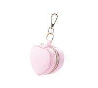 Uitndvyte Permanent PU Leather Keychain Jewelry Storage Box Small Heart Plan Travel Planner for Earrings Small Knickknacks Keychain Hoop Owner for Travel