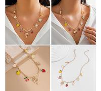 Uitndvyte Practical Women's Gold Crosses Necklace With Shell Charm Portable Accessory For Bohemians Styles And Oceanics Lovers